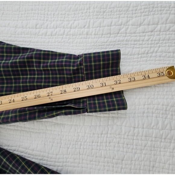 Ralph Lauren Green Label Shirt Men's 17 1/2 32/33 No Iron Plaid Green Blue EUC - Picture 13 of 15